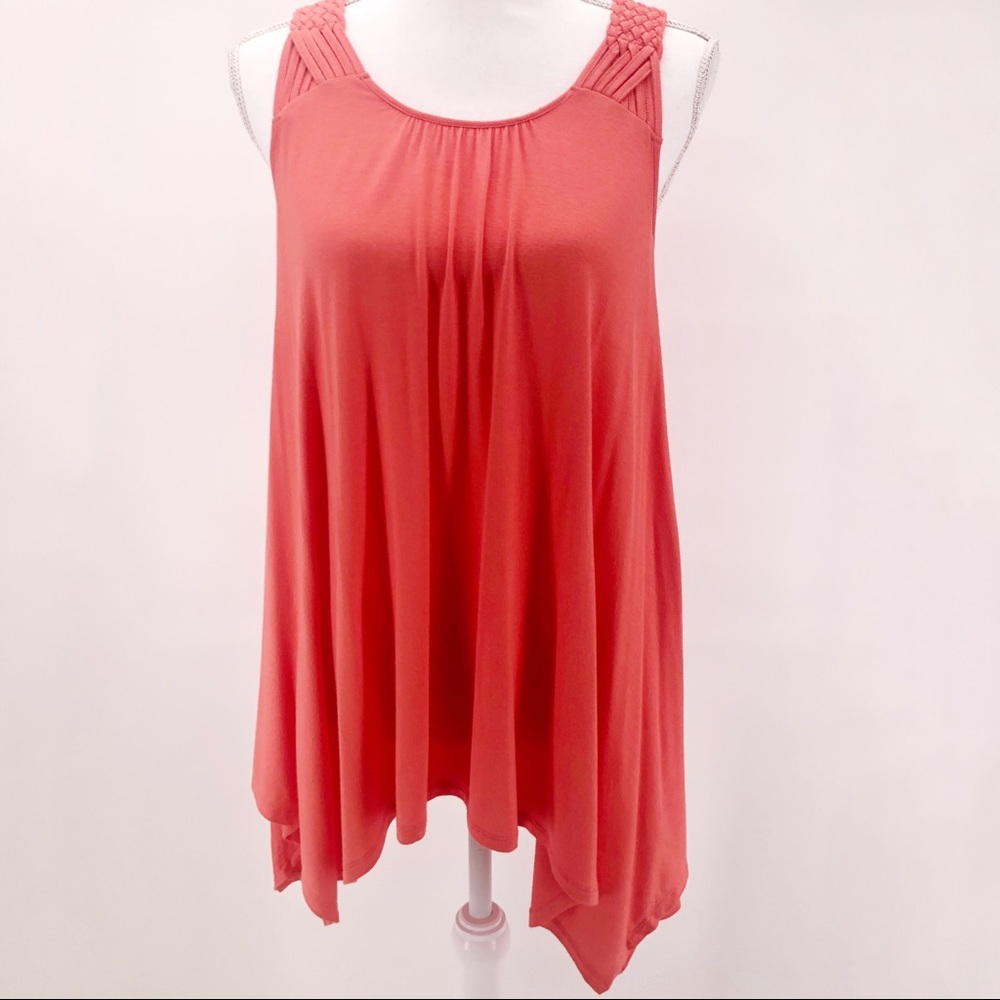 YA Los Angeles Orange Knit Straps Tank Shirt L